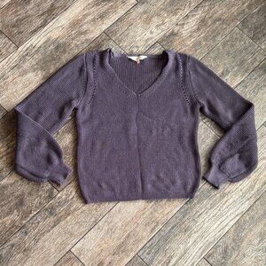 Elegant V-Neck Sweater in Deep Purple
